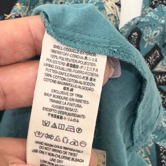 Free People Women SZ XS Boho Long Sleeve Printed Tunic Dress In Blue & Cream - Picture 5 of 14